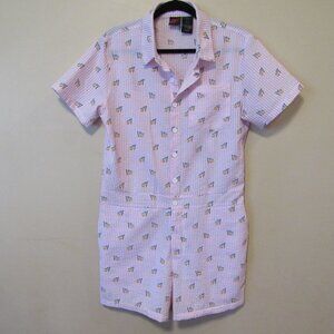 Mad Engine Target Unisex Pride Flag Jumpsuit Romper Shorts sz S Seersucker Pink